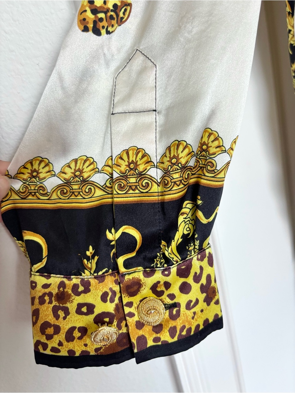 Vintage 100% Silk Paolo Santini Leopard Baroque Shirt 16 Maximalist - Picture 6 of 10